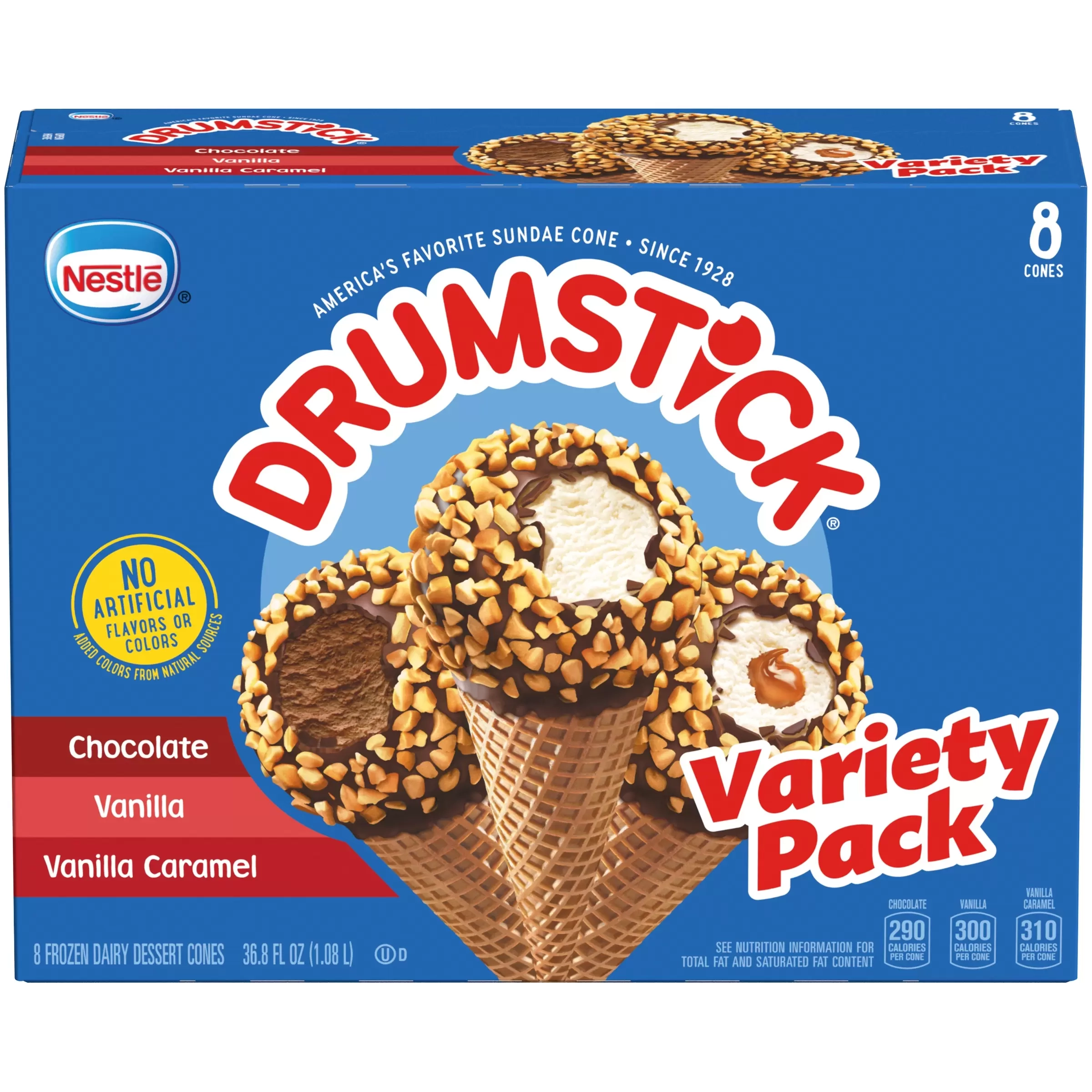 Drumstick Variety Pack Chocolate, Vanilla, Vanilla Caramel -