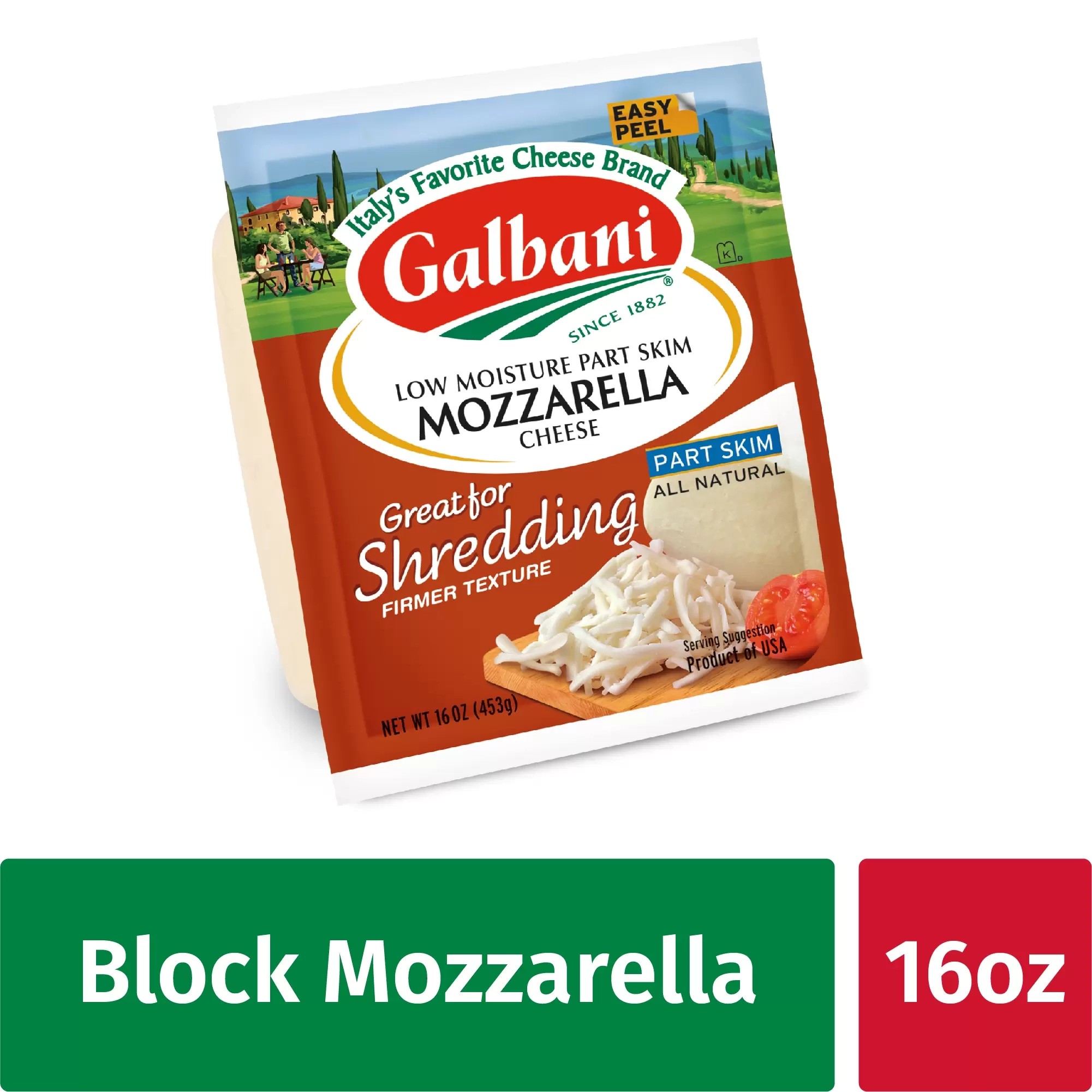 Galbani Part Skim Milk Low Moisture Mozzarella Cheese,