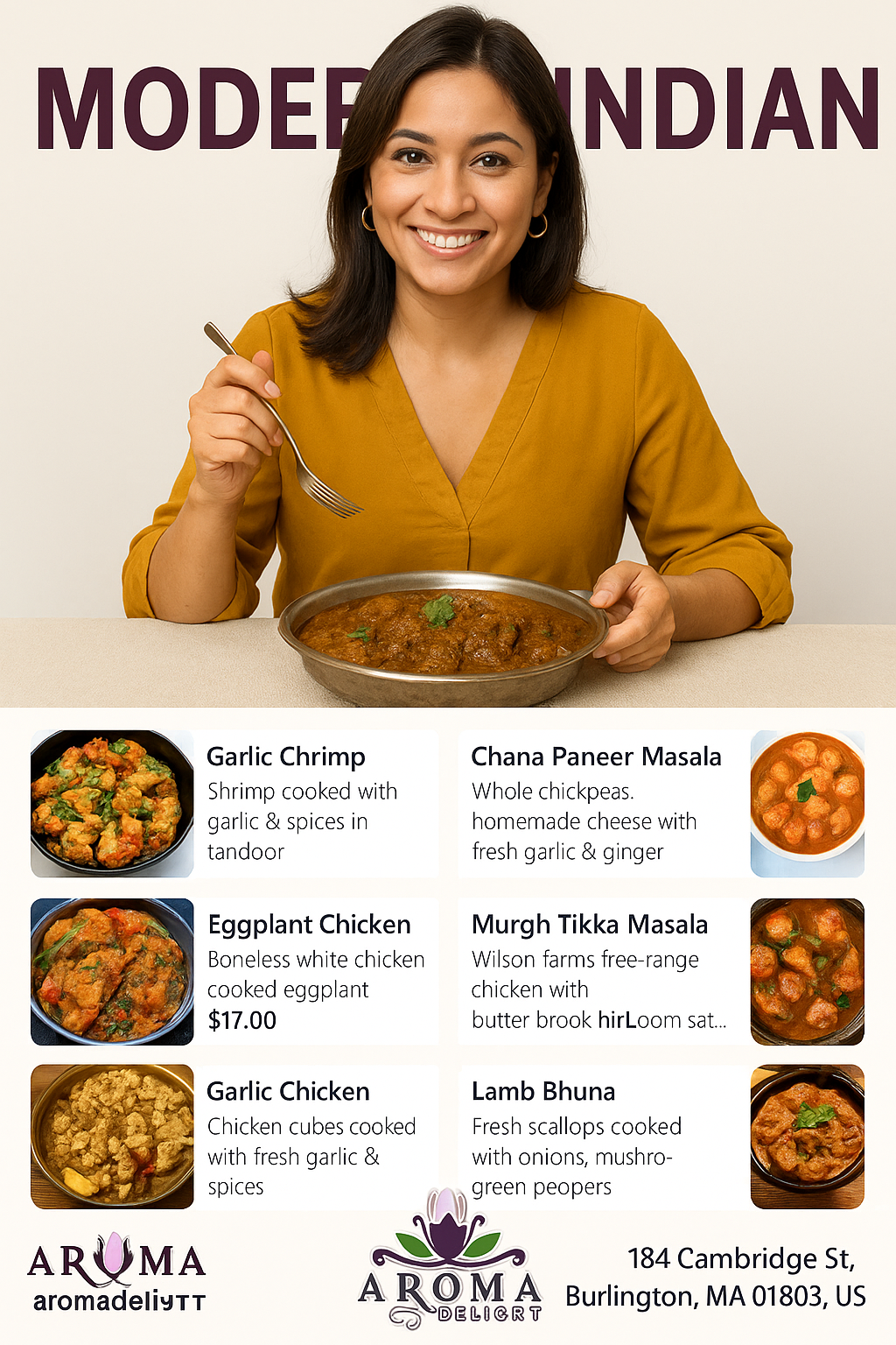 Modern Indian Cuisine in Burlington | Aroma Delight