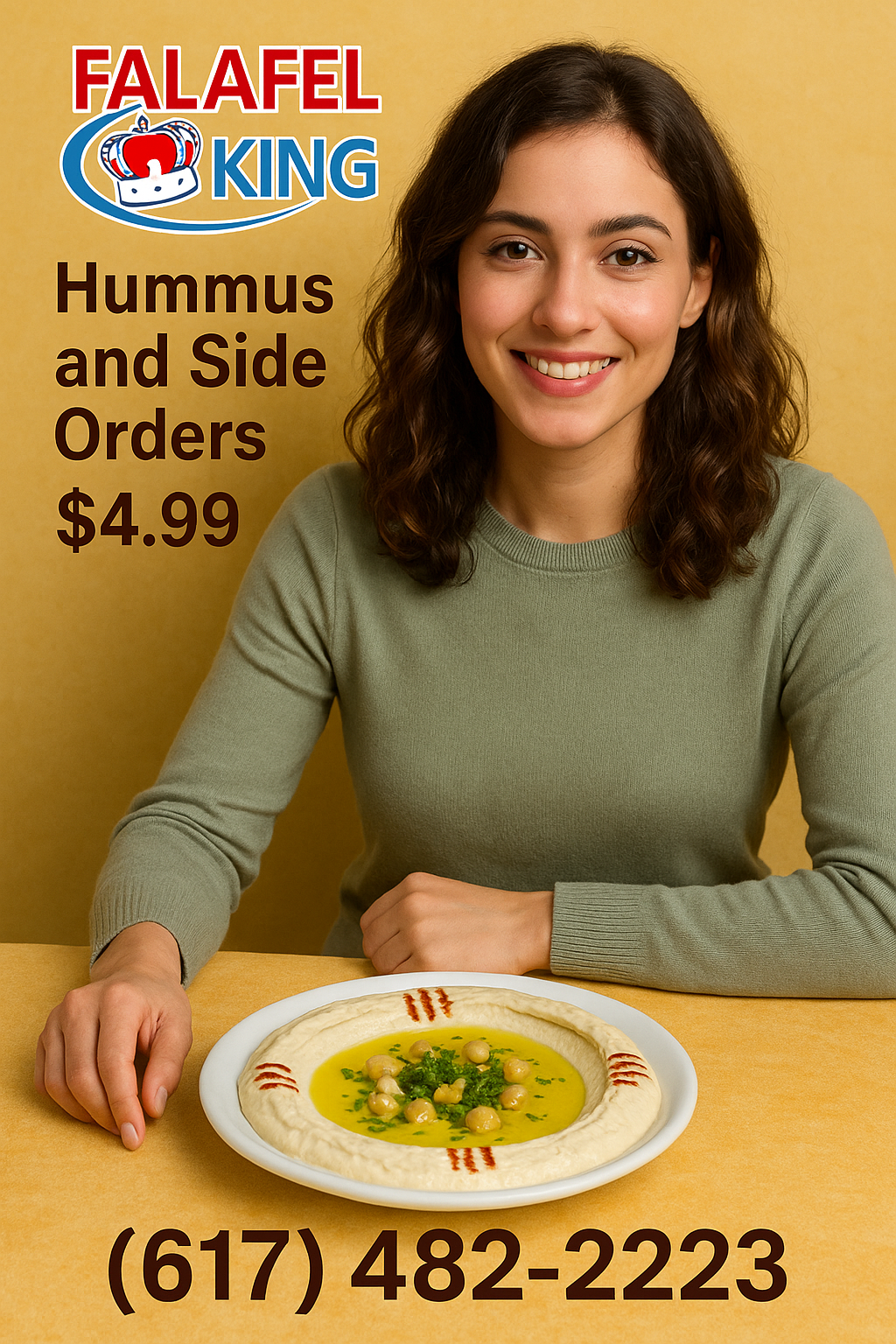 Fresh Hummus and Side Orders at Falafel King Boston